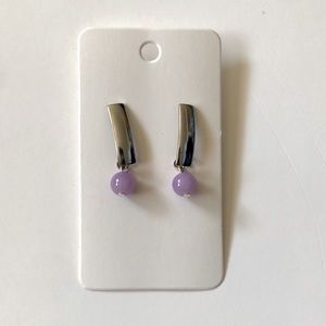 Silver and purple elegant earrings